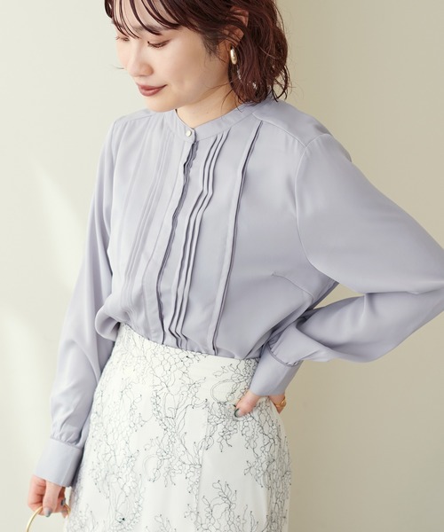 natural couture(ナチュラルクチュール)の「ピンタック×パイピングブラウス(シャツ/ブラウス・レディース・その他2/その他1/オフホワイト/サックスブルー/ピンクベージュ・FREE)」の11枚目の写真