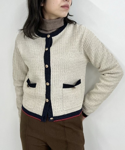 LOVELESS(ラブレス)の「ツィードライクニットカーディガン(カーディガン/ボレロ・レディース・ネイビー/ホワイト系その他/レッド系その他・FREE)」の13枚目の写真