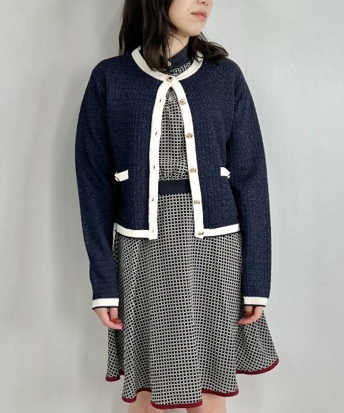 LOVELESS(ラブレス)の「ツィードライクニットカーディガン(カーディガン/ボレロ・レディース・ネイビー/ホワイト系その他/レッド系その他・FREE)」の14枚目の写真