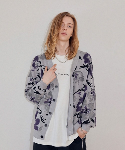 JUNRED（ジュンレッド）の「パイルフラワールーズカーディガン（カーディガン/ボレロ・メンズ・ブルー/グレー/ブラウン/ブラック・S/M/L）」の5枚目の写真