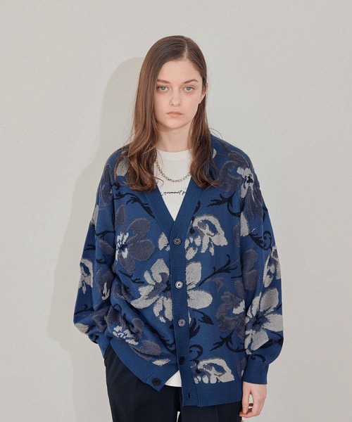 JUNRED（ジュンレッド）の「パイルフラワールーズカーディガン（カーディガン/ボレロ・メンズ・ブルー/グレー/ブラウン/ブラック・S/M/L）」の8枚目の写真