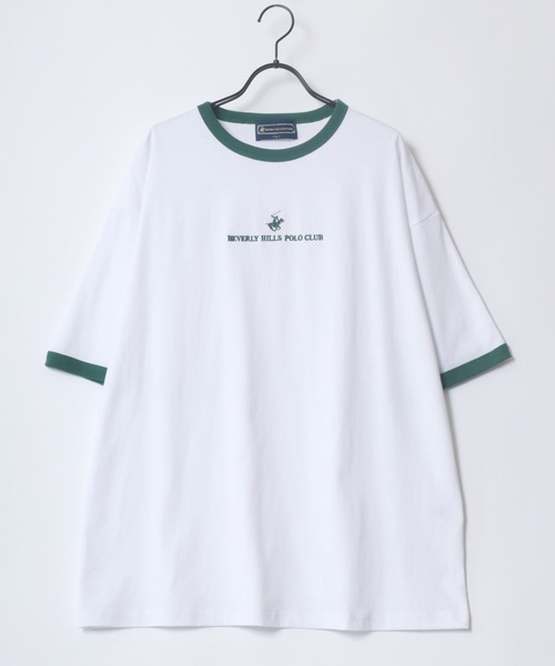 BEVERLY HILLS POLO CLUB（ビバリーヒルズポロクラブ）の「BEVERLY HILLS POLO CLUB/ビバリーヒルズポロクラブ オーバーサイズ ロゴ ワンポイント刺繍 半袖Tシャツ/無地T/リンガーT/ボーダーT/レディース メンズ（Tシャツ/カットソー・メンズ・ホワイト/ブラック/グリーン系その他/ホワイト系その他2/ホワイト系その他/ブラック系その他/ネイビー/マスタード/ホワイト系その他5/ホワイト系その他4/ホワイト系その他3/ブルー系その他/ブラック系その他3/ブルー系その他2/ブラック系その他2/ホワイト系その他6・LL/M/L）」の18枚目の写真