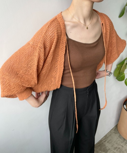 LOWRYS FARM（ローリーズファーム）の「ブークレメッシュボレロ６Ｓ　704162（カーディガン/ボレロ・レディース・アイボリー/ブルー/ブラック/ベージュ/オレンジ/オレンジ系その他/ブルー系その他・FREE）」の6枚目の写真