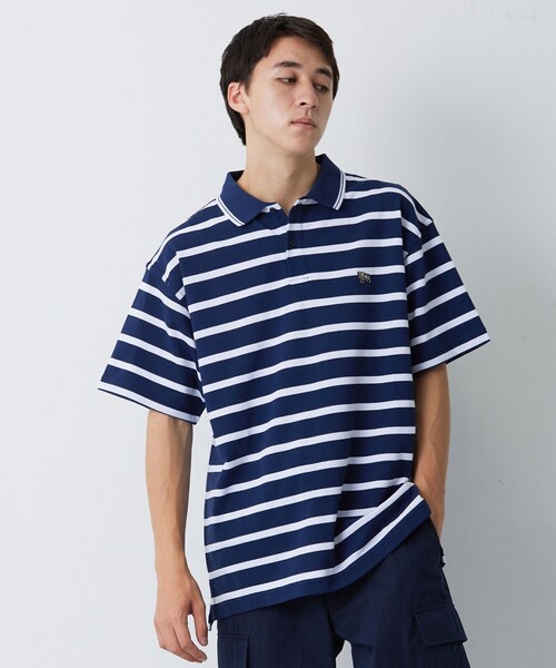 J.PRESS YORK STREET(ジェイプレスヨークストリート)の「【UNISEX】鹿の子ボーダー ワンポイントポロシャツ(ポロシャツ・メンズ・グレー系1/アイボリー系1/ネイビー系1/ベージュ系1・MEDIUM/LARGE/SMALL)」の4枚目の写真