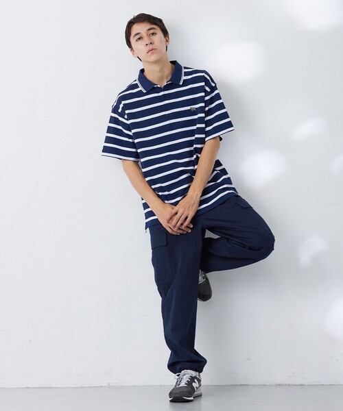 J.PRESS YORK STREET(ジェイプレスヨークストリート)の「【UNISEX】鹿の子ボーダー ワンポイントポロシャツ(ポロシャツ・メンズ・グレー系1/アイボリー系1/ネイビー系1/ベージュ系1・MEDIUM/LARGE/SMALL)」の13枚目の写真