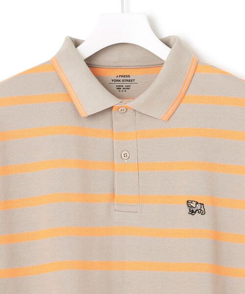 J.PRESS YORK STREET(ジェイプレスヨークストリート)の「【UNISEX】鹿の子ボーダー ワンポイントポロシャツ(ポロシャツ・メンズ・グレー系1/アイボリー系1/ネイビー系1/ベージュ系1・MEDIUM/LARGE/SMALL)」の11枚目の写真