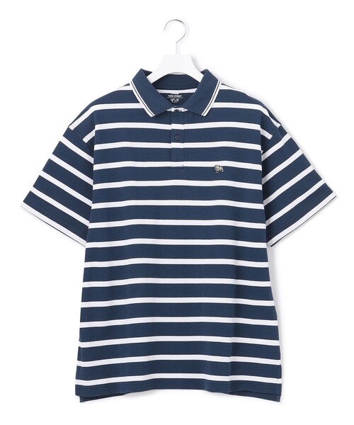 J.PRESS YORK STREET(ジェイプレスヨークストリート)の「【UNISEX】鹿の子ボーダー ワンポイントポロシャツ(ポロシャツ・メンズ・グレー系1/アイボリー系1/ネイビー系1/ベージュ系1・MEDIUM/LARGE/SMALL)」の5枚目の写真