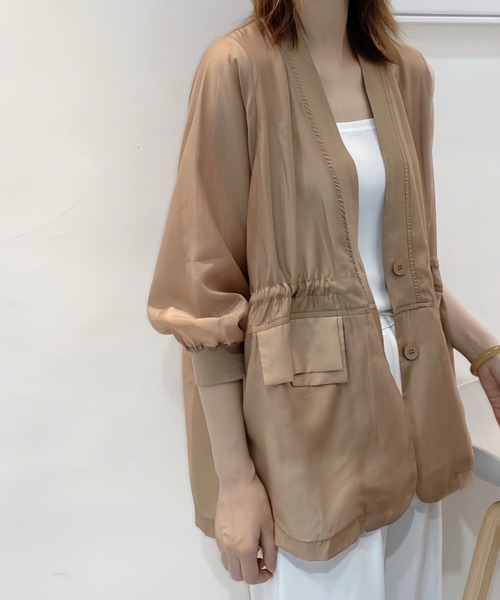 選べるレディース服3点福袋対象商品 ベルスリーブ カーディガン 五分袖 ジャケット （返品交換ギフト包装不可） レディース 女性 9号 Mサイズ カットソー DIAVEL ジャケット ノーカラージャケット 五分袖シアー