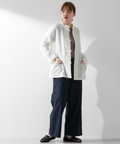 Le temps riche（ルタンリッシュ）の「【販売終了】【ZOZOTOWN限定】スタンドカラーチャイナ風シャツ ＜Le temps riche＞（シャツ/ブラウス・レディース・ネイビー/アイボリー・L/LL/M）」の3枚目の写真