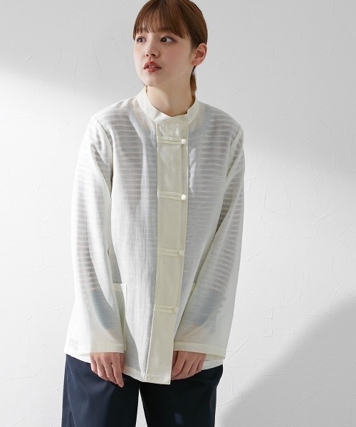 Le temps riche（ルタンリッシュ）の「【販売終了】【ZOZOTOWN限定】スタンドカラーチャイナ風シャツ ＜Le temps riche＞（シャツ/ブラウス・レディース・ネイビー/アイボリー・L/LL/M）」の17枚目の写真