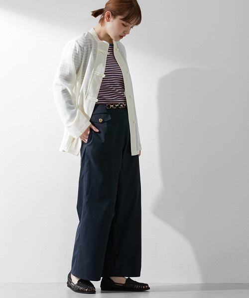 Le temps riche（ルタンリッシュ）の「【販売終了】【ZOZOTOWN限定】スタンドカラーチャイナ風シャツ ＜Le temps riche＞（シャツ/ブラウス・レディース・ネイビー/アイボリー・L/LL/M）」の10枚目の写真