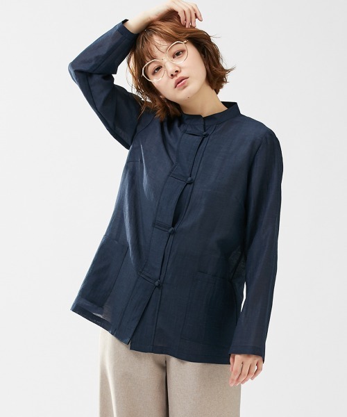 Le temps riche（ルタンリッシュ）の「【販売終了】【ZOZOTOWN限定】スタンドカラーチャイナ風シャツ ＜Le temps riche＞（シャツ/ブラウス・レディース・ネイビー/アイボリー・L/LL/M）」の20枚目の写真