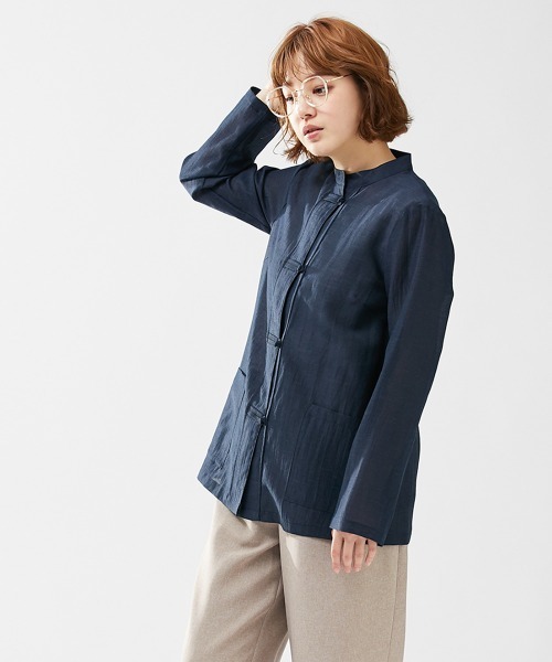 Le temps riche（ルタンリッシュ）の「【販売終了】【ZOZOTOWN限定】スタンドカラーチャイナ風シャツ ＜Le temps riche＞（シャツ/ブラウス・レディース・ネイビー/アイボリー・L/LL/M）」の12枚目の写真