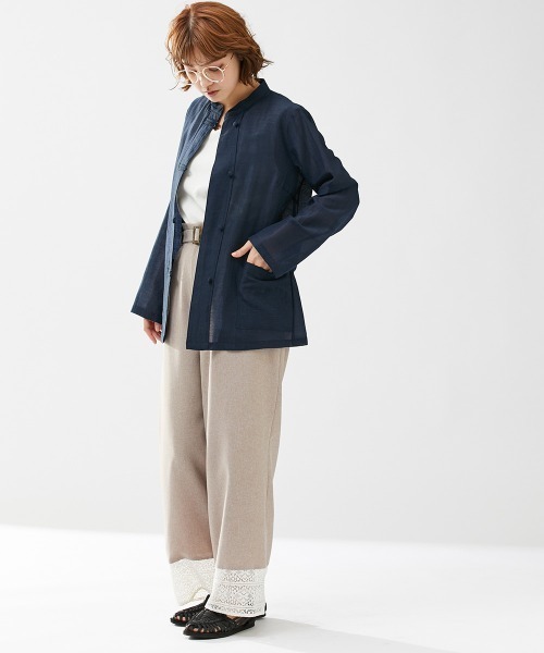 Le temps riche（ルタンリッシュ）の「【販売終了】【ZOZOTOWN限定】スタンドカラーチャイナ風シャツ ＜Le temps riche＞（シャツ/ブラウス・レディース・ネイビー/アイボリー・L/LL/M）」の18枚目の写真