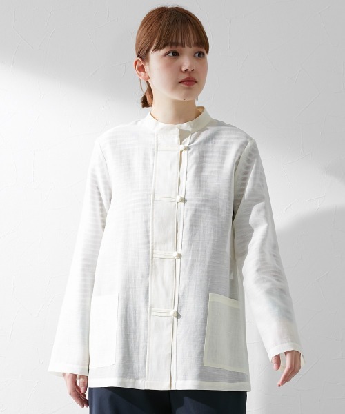 Le temps riche（ルタンリッシュ）の「【販売終了】【ZOZOTOWN限定】スタンドカラーチャイナ風シャツ ＜Le temps riche＞（シャツ/ブラウス・レディース・ネイビー/アイボリー・L/LL/M）」の15枚目の写真