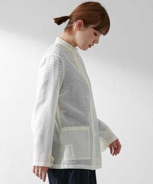 Le temps riche（ルタンリッシュ）の「【販売終了】【ZOZOTOWN限定】スタンドカラーチャイナ風シャツ ＜Le temps riche＞（シャツ/ブラウス・レディース・ネイビー/アイボリー・L/LL/M）」の11枚目の写真