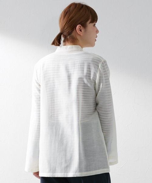 Le temps riche（ルタンリッシュ）の「【販売終了】【ZOZOTOWN限定】スタンドカラーチャイナ風シャツ ＜Le temps riche＞（シャツ/ブラウス・レディース・ネイビー/アイボリー・L/LL/M）」の9枚目の写真