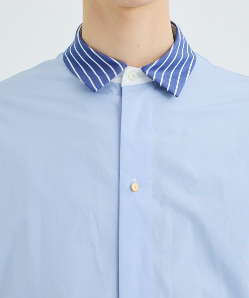 CULLNI クルニ バイカラー長袖シャツ メンズ CULLNI [クルニ] Double Satin Bi Color Zip Shirt＜ダブル