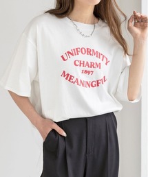 裾ラウンド・オーバーサイズロゴプリントTシャツ