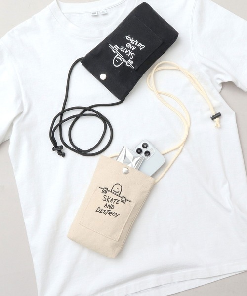 THRASHER（スラッシャー）の「THRASHER × Mark Gonzales キャンバス スマホポーチ（ショルダーバッグ・メンズ・オフホワイト/ブラック・FREE）」の7枚目の写真