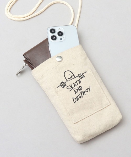 THRASHER（スラッシャー）の「THRASHER × Mark Gonzales キャンバス スマホポーチ（ショルダーバッグ・メンズ・オフホワイト/ブラック・FREE）」の9枚目の写真