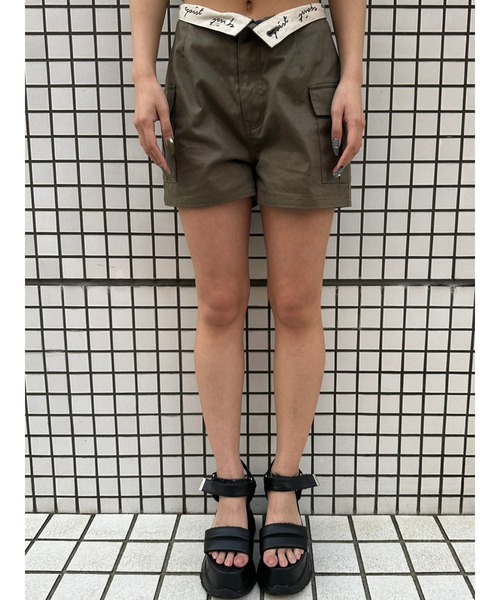 EGOIST（エゴイスト）の「折返しロゴツイルショートパンツ（その他パンツ・レディース・ブラック/カーキ・S/M）」の7枚目の写真