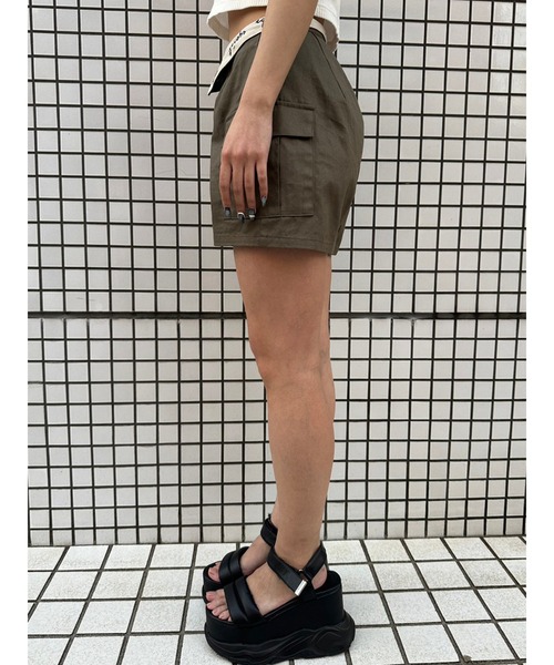 EGOIST（エゴイスト）の「折返しロゴツイルショートパンツ（その他パンツ・レディース・ブラック/カーキ・S/M）」の8枚目の写真
