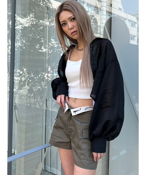 EGOIST（エゴイスト）の「折返しロゴツイルショートパンツ（その他パンツ・レディース・ブラック/カーキ・S/M）」の16枚目の写真