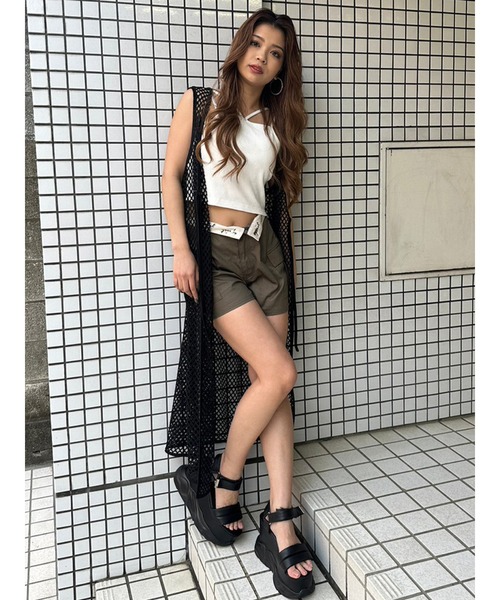 EGOIST（エゴイスト）の「折返しロゴツイルショートパンツ（その他パンツ・レディース・ブラック/カーキ・S/M）」の19枚目の写真