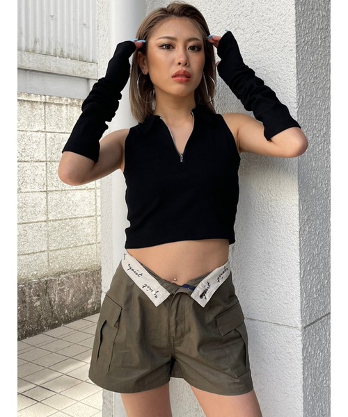 EGOIST（エゴイスト）の「折返しロゴツイルショートパンツ（その他パンツ・レディース・ブラック/カーキ・S/M）」の22枚目の写真