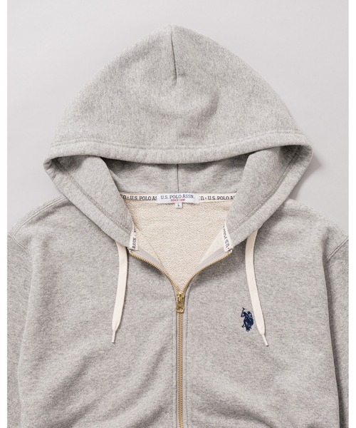 U.S. POLO ASSN.(ユーエスポロアッスン)の「日本製【U.S.POLO ASSN.】ユーエスポロ アッスン リサイクルコットン アズマ裏毛 フルジップアップパーカー PLM23330(パーカー・メンズ・ネイビー/ダークグリーン/杢グレー・M/L/LL)」の4枚目の写真