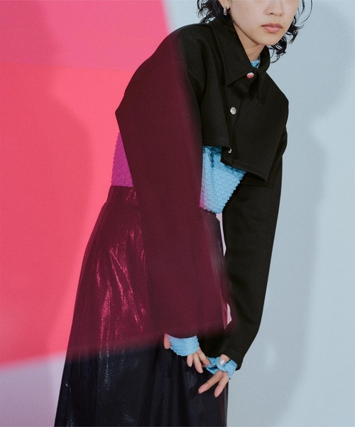 miette(ミエット)の「ダンボールショートシャツ(シャツ/ブラウス・レディース・ベージュ/ブラック・FREE)」の6枚目の写真