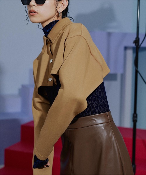 miette(ミエット)の「ダンボールショートシャツ(シャツ/ブラウス・レディース・ベージュ/ブラック・FREE)」の8枚目の写真