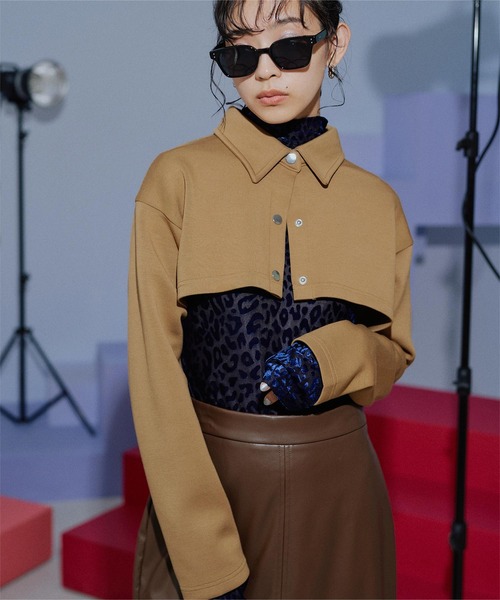 miette(ミエット)の「ダンボールショートシャツ(シャツ/ブラウス・レディース・ベージュ/ブラック・FREE)」の10枚目の写真