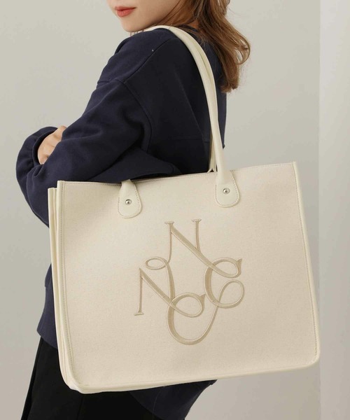 one after another NICE CLAUP（ワンアフターアナザーナイスクラップ）の「再入荷【A4サイズ収納可能】刺繍入りトリミングトートバッグ（トートバッグ・レディース・アイボリー/ピンク/ブラック・ONE SIZE）」の17枚目の写真