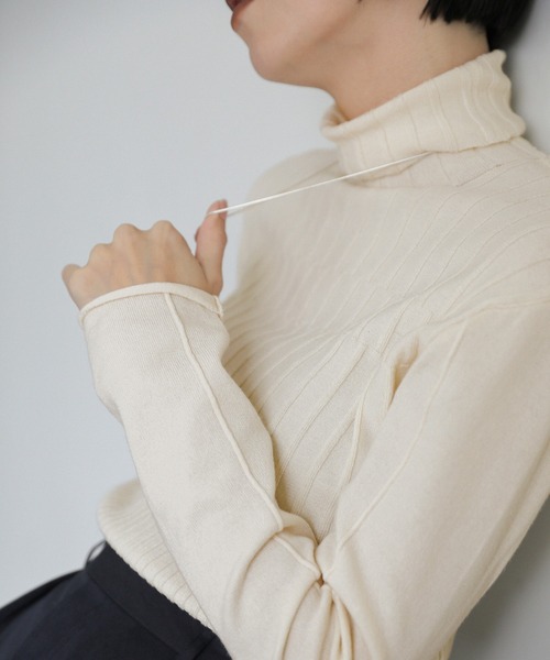 select MOCA(セレクトモカ)の「ランダムリブタートルニット(ニット/セーター・レディース・ライトオリーブ/ネイビー/アイボリー/ブラック/ブラウン・FREE)」の15枚目の写真