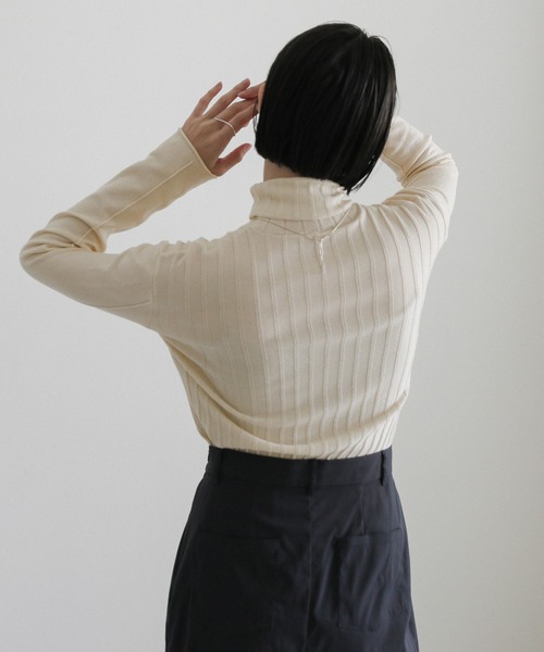 select MOCA(セレクトモカ)の「ランダムリブタートルニット(ニット/セーター・レディース・ライトオリーブ/ネイビー/アイボリー/ブラック/ブラウン・FREE)」の14枚目の写真