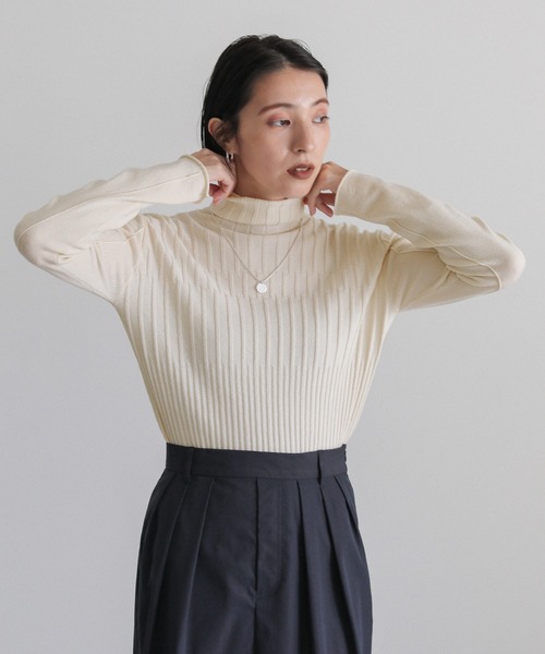 select MOCA(セレクトモカ)の「ランダムリブタートルニット(ニット/セーター・レディース・ライトオリーブ/ネイビー/アイボリー/ブラック/ブラウン・FREE)」の16枚目の写真