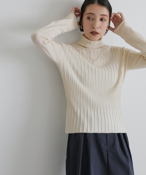 select MOCA(セレクトモカ)の「ランダムリブタートルニット(ニット/セーター・レディース・ライトオリーブ/ネイビー/アイボリー/ブラック/ブラウン・FREE)」の19枚目の写真