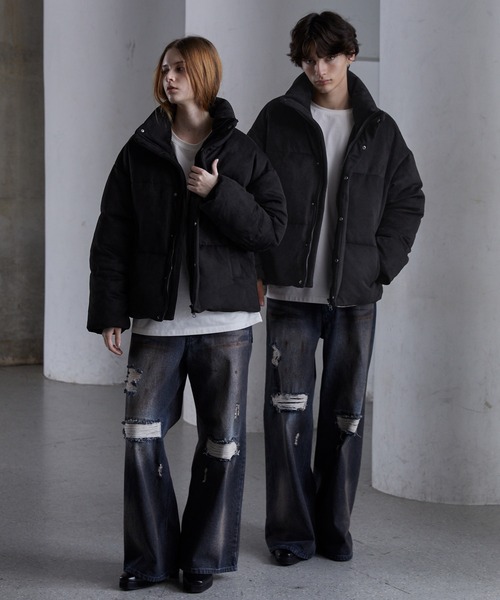 【CLEL】ボリュームハイネックショート中綿ジャケット XS チャコールグレー CLEL】ボリュームハイネックショート中綿ジャケット XS