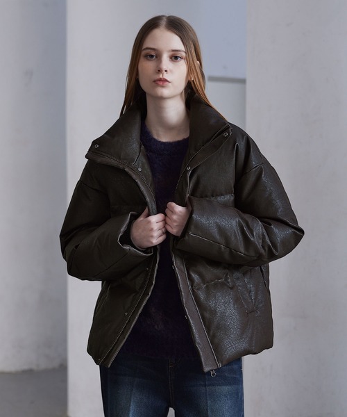 CLEL】Volume Highneck Short Padded Jacket/ボリュームハイネック