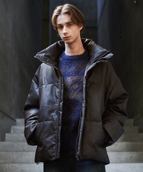 【CLEL】ボリュームハイネックショート中綿ジャケット XS チャコールグレー CLEL】Volume Highneck Short Padded Jacket/ボリュームハイネック