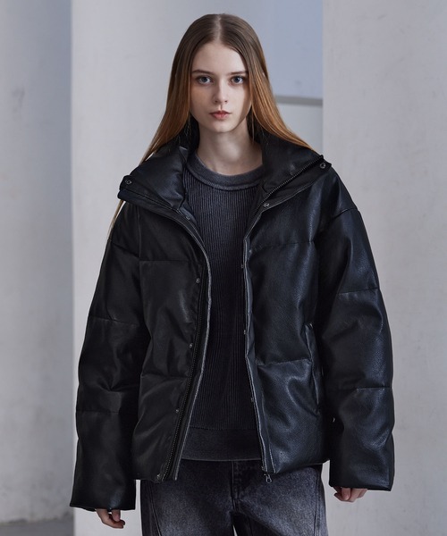 CLEL】Volume Highneck Short Padded Jacket/ボリュームハイネック