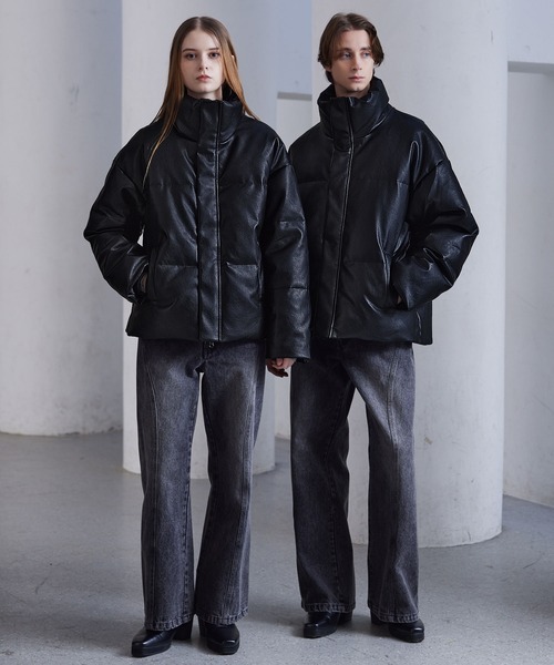CLEL】Volume Highneck Short Padded Jacket/ボリュームハイネック 