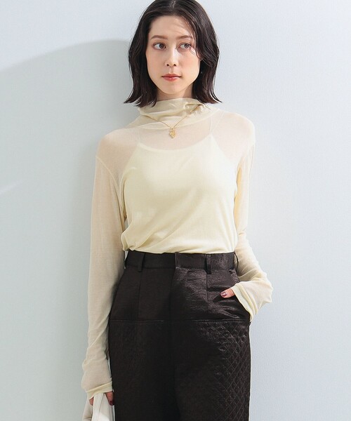 Ray BEAMS（レイビームス）の「Ray BEAMS / ガーゼ フライス タートルネック トップス（Tシャツ/カットソー・レディース・ブラック/クリーム/ホワイト・ONE SIZE）」の3枚目の写真