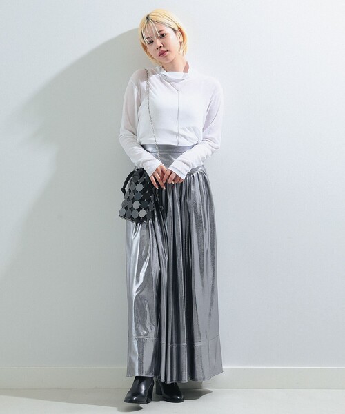 Ray BEAMS（レイビームス）の「Ray BEAMS / ガーゼ フライス タートルネック トップス（Tシャツ/カットソー・レディース・ブラック/クリーム/ホワイト・ONE SIZE）」の4枚目の写真