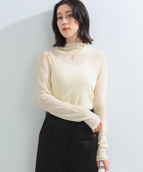 Ray BEAMS（レイビームス）の「Ray BEAMS / ガーゼ フライス タートルネック トップス（Tシャツ/カットソー・レディース・ブラック/クリーム/ホワイト・ONE SIZE）」の22枚目の写真