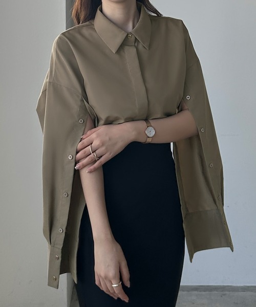 Louere（ルエレ）の「オーバーサイズ袖スリットシャツ（シャツ
