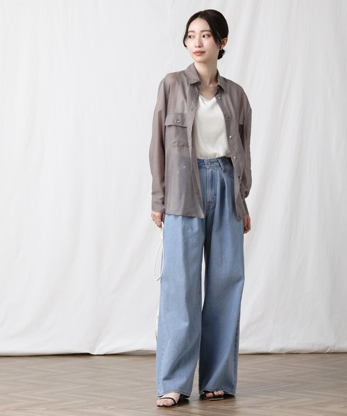 Gready Brilliant ストレッチタックワイドデニムパンツ Gready