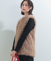 Ray BEAMS | Ray BEAMS / フェイクファー クルーネック ベスト(ベスト)